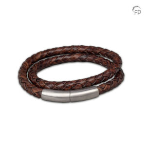 Gevlochten leren assieraad armband- L