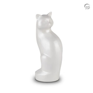 HU 261 Metaal dierenurn kat Wit