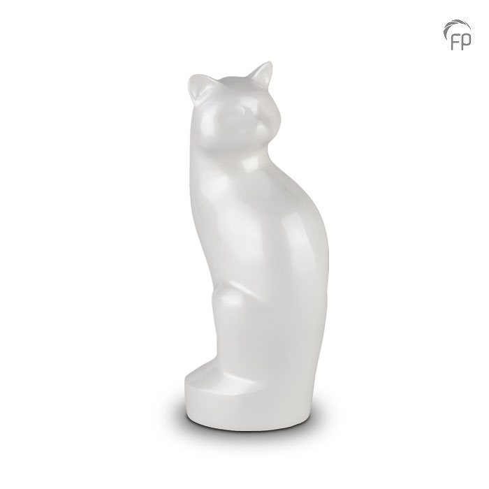 HU 261 Metaal dierenurn kat Wit