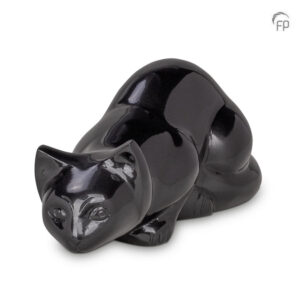 HU 266 Metaal dierenurn kat Zwart