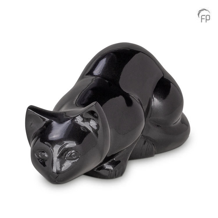 HU 266 Metaal dierenurn kat Zwart