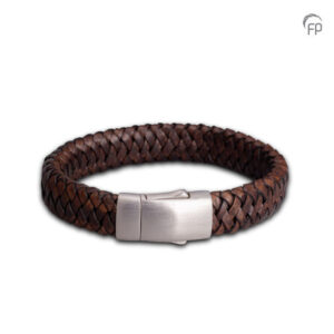Gevlochten leren asarmband heren - XL