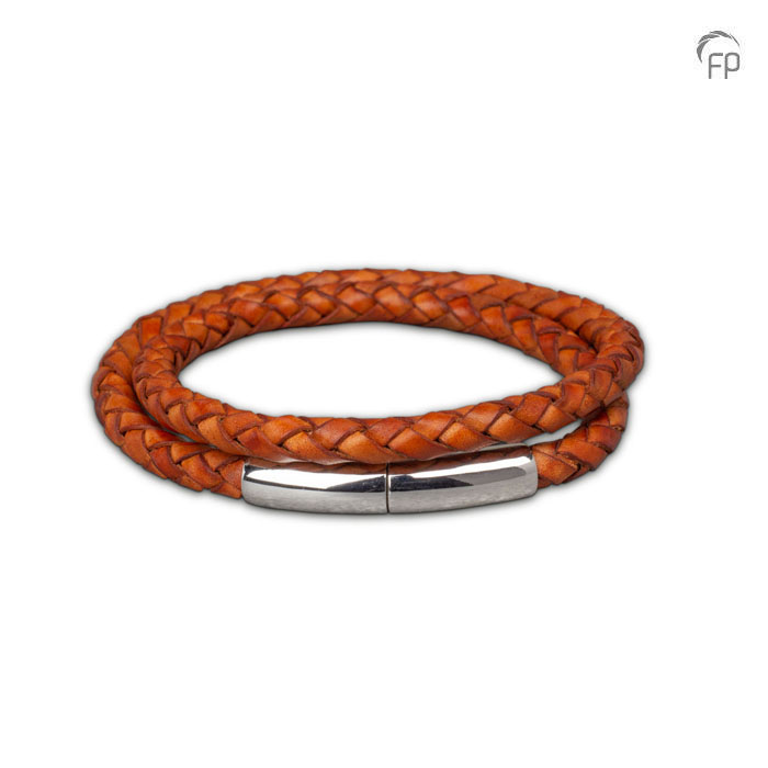 Cognac leren asarmband heren - L